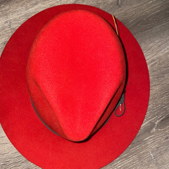 GOORIN BROS Red Hot 100% Wool Fedora Black Leather Strap W/Feather Size S main image 3